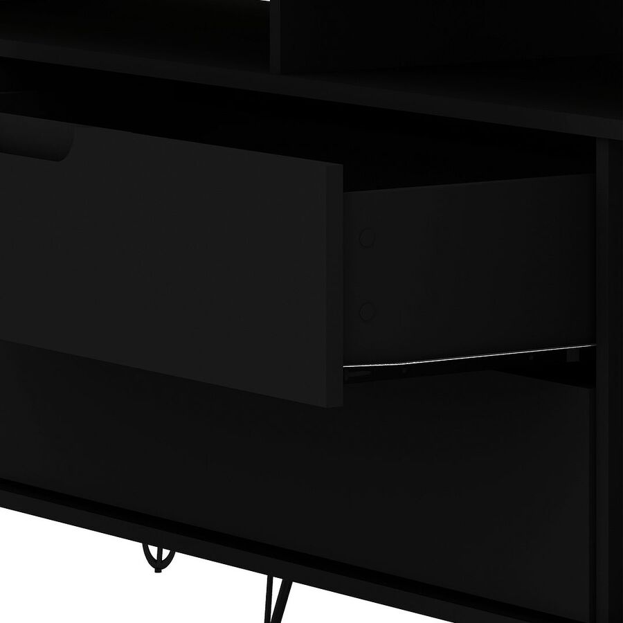 Manhattan Comfort TV & Media Units - Rockefeller 62.99 TV Stand with Metal Legs & 2 Drawers in Black