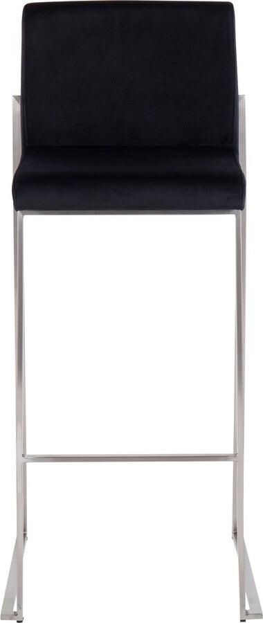 Lumisource Barstools - Fuji High Back Barstool In Stainless Steel & Black Velvet (Set of 2)