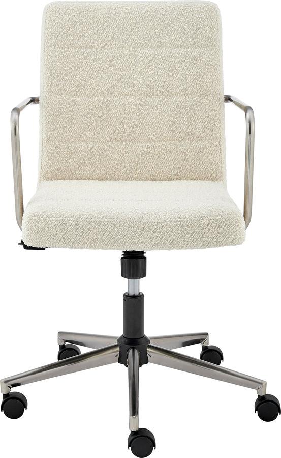 Euro Style Task Chairs - Leander Low Back Office Chair in Ivory with Brushed Nickel Armrests/Base