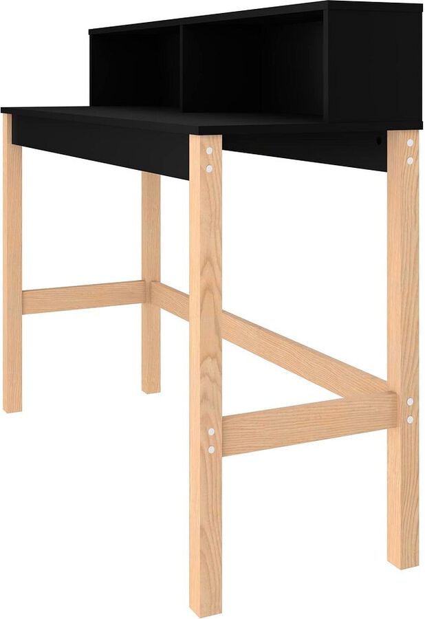 Manhattan Comfort Desks - Bowery Desk with 0 Shelves in Black & Oak