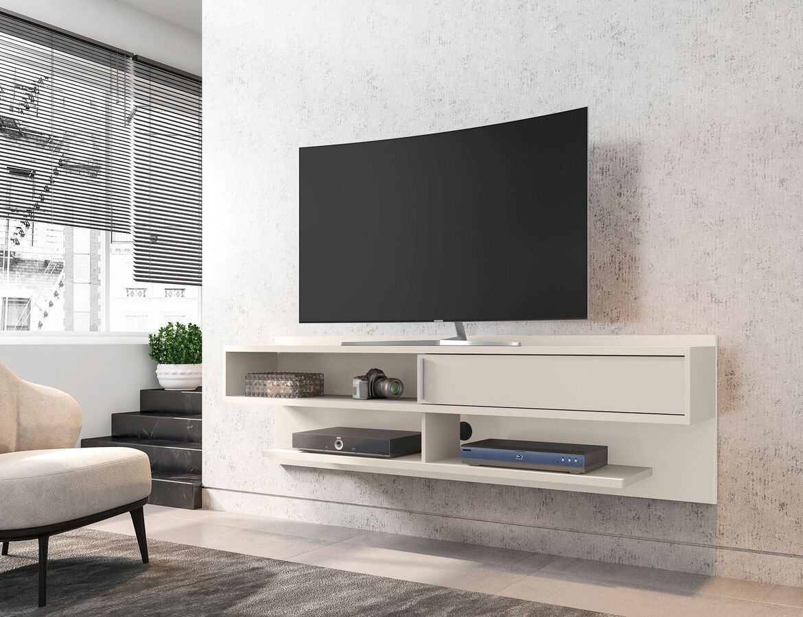 Manhattan Comfort TV & Media Units - Astor 70.86 Modern Floating Entertainment Center 1.0 with Media Shelves in Off White