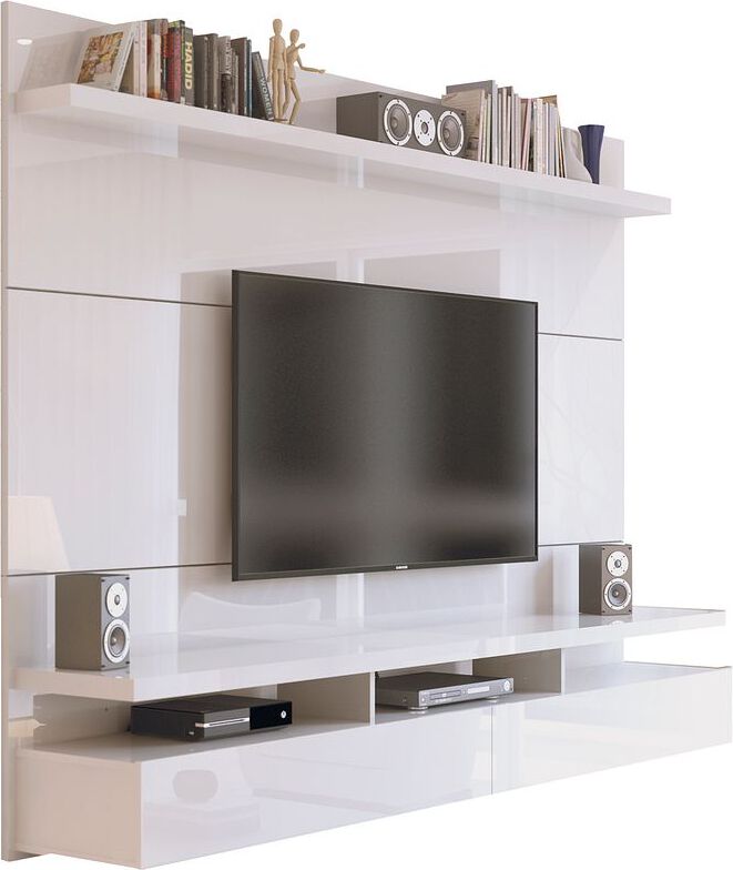 Manhattan Comfort TV & Media Units - City 2.2 Floating Wall Theater Entertainment Center in White Gloss