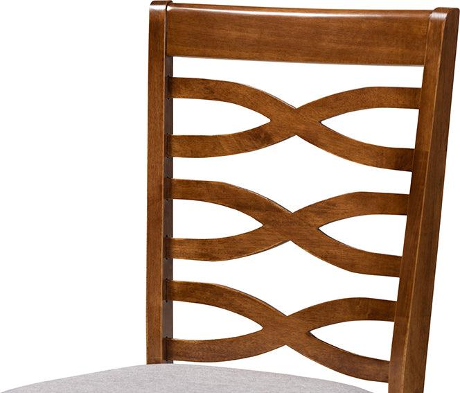 Wholesale Interiors Dining Sets - Darina Grey Fabric Upholstered and Walnut Brown Finished Wood 5-Piece Dining Set