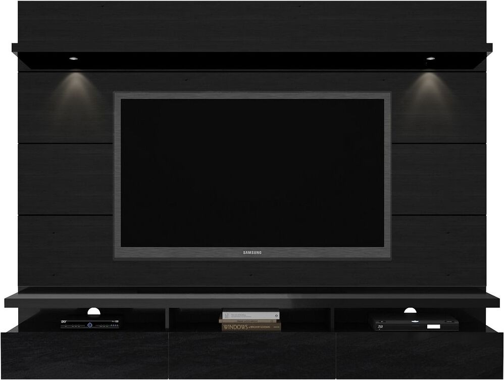 Manhattan Comfort TV & Media Units - Cabrini 2.2 Floating Wall Theater Entertainment Center in Black Gloss & Black Matte