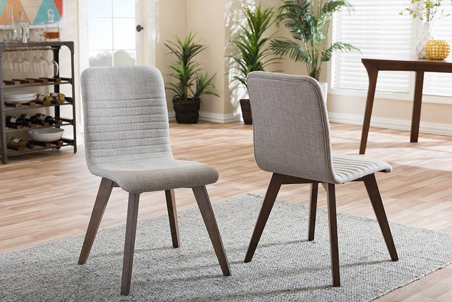 Wholesale Interiors Dining Chairs - Sugar Mid-century Style Light Grey Fabric and Walnut Wood Dining Chair (Set of 2)