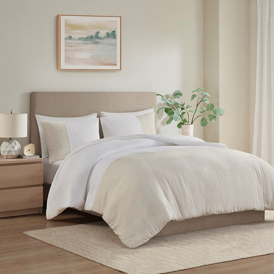 Olliix.com Duvet & Duvet Sets - 3 Piece Gauze Oversized Duvet Cover Set Natural Cal King