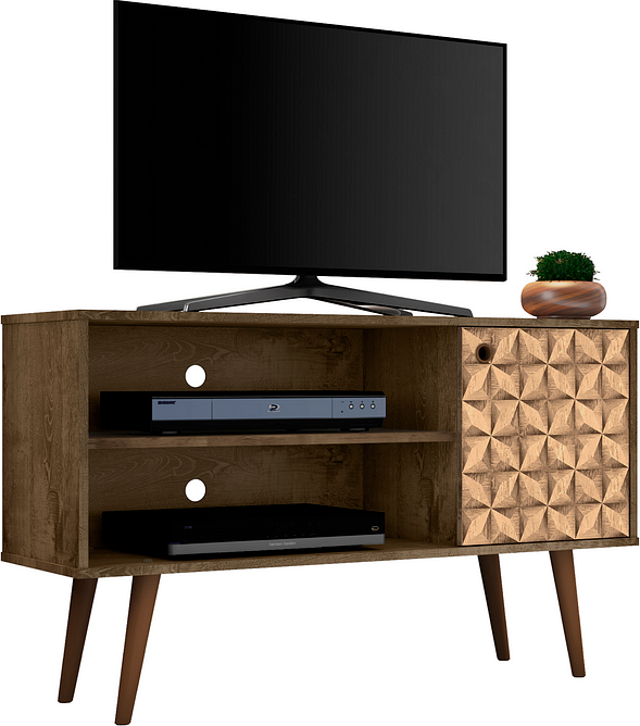 Manhattan Comfort TV & Media Units - Liberty TV Stand 42.52 in Rustic Brown and 3D Brown Prints