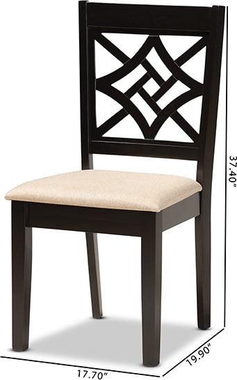 Wholesale Interiors Dining Chairs - Nicolette Sand Fabric Upholstered and Dark Brown Finished Wood 2-Piece Dining Chair Set