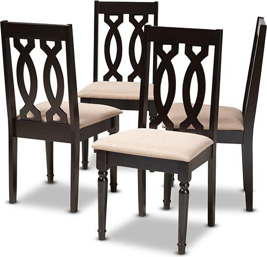 Wholesale Interiors Dining Chairs - Cherese Modern Sand Fabric Upholstered Espresso Brown Finished Wood Dining Chair Set of 4