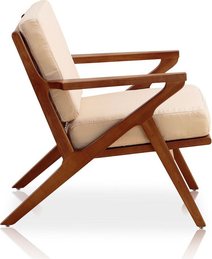 Manhattan Comfort Accent Chairs - Martelle Cream & Amber Twill Weave Accent Chair