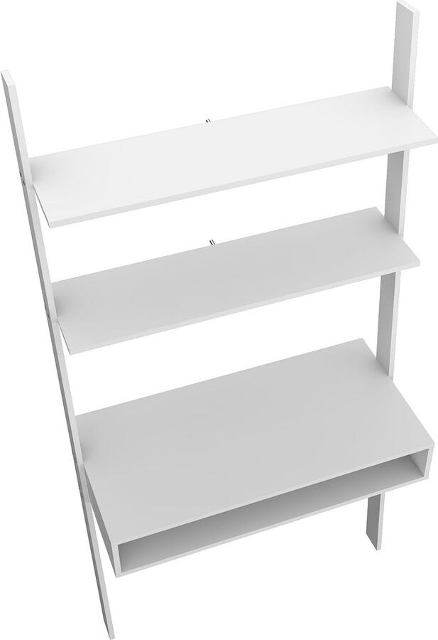 Manhattan Comfort Desks - Cooper Ladder Desk with 2 Floating Shelves in White