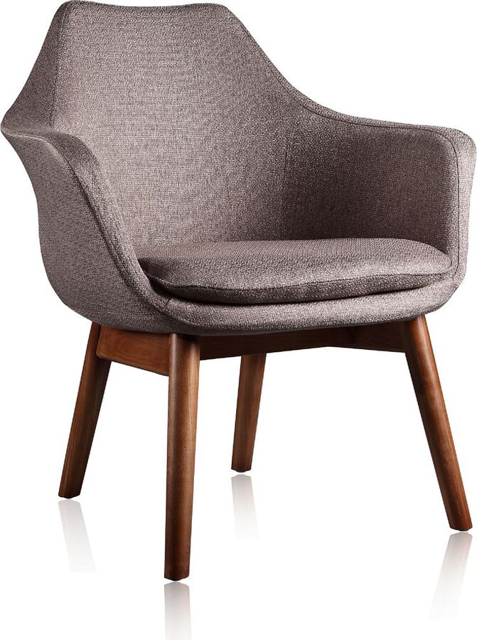 Manhattan Comfort Accent Chairs - Cronkite Gray & Walnut Twill Accent Chair