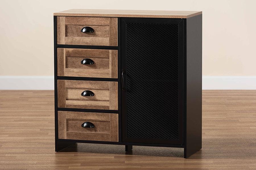 Wholesale Interiors Buffets & Sideboards - Connell Contemporary Two-Tone Natural Brown and Black Wood and Black Metal Sideboard