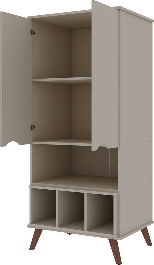 Manhattan Comfort Buffets & Cabinets - Hampton 26.77 Display Cabinet 6 Shelves and Solid Wood Legs in Off White