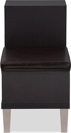 Wholesale Interiors Benches - Arielle Dark Brown Shoe Storage Seating Bench with Two Open Shelves