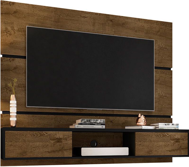 Manhattan Comfort TV & Media Units - Vernon 62.99 Floating Wall Entertainment Center in Rustic Brown & Black