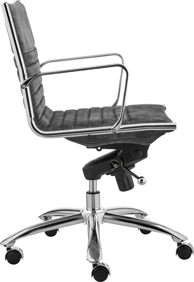 Euro Style Task Chairs - Dirk Low Back Office Chair in Velvet Gray