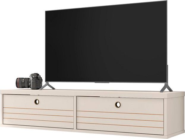 Manhattan Comfort TV & Media Units - Liberty 42.28 Mid-Century Modern Floating Entertainment Center with 2 Shelves in Off White