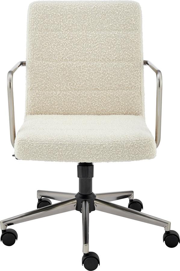 Euro Style Task Chairs - Leander Low Back Office Chair in Ivory with Brushed Nickel Armrests/Base