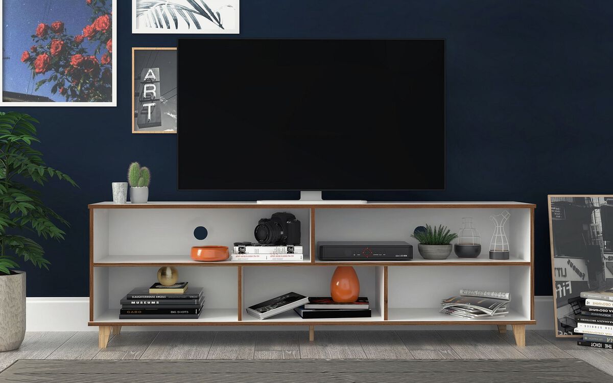 Manhattan Comfort TV & Media Units - Warren 70.87 TV Stand with 5 Shelves in White & Oak