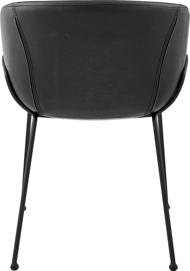 Euro Style Accent Chairs - Zach Armchair with Black Leatherette and Matte Black Powder Coated Steel Frame and Legs - Set of 2