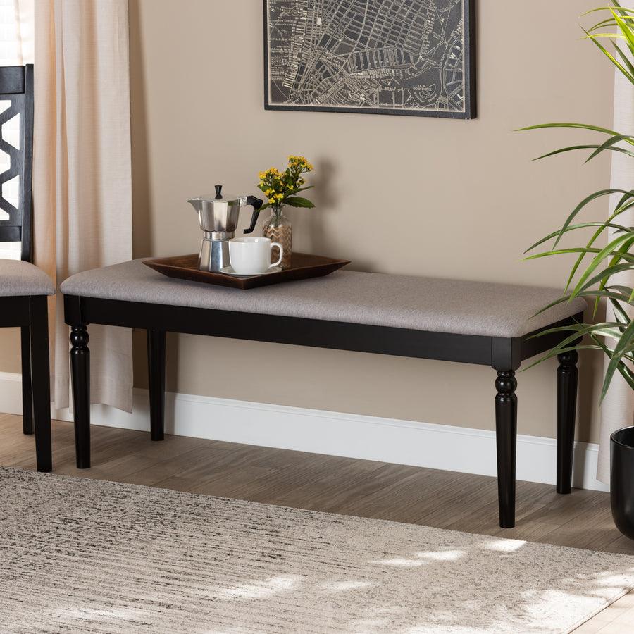 Wholesale Interiors Benches - Giovanni Modern and Contemporary Grey Fabric Upholstered and Dark Brown Finished Wood Dining Bench