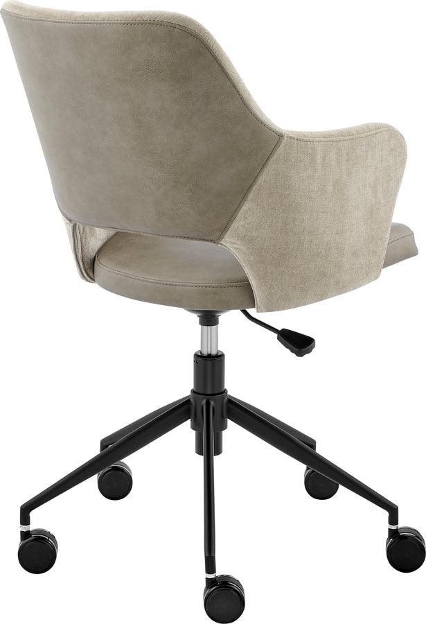 Euro Style Task Chairs - Darcie Office Chair in Light Taupe Fabric, Light Gray Leatherette and Black Base