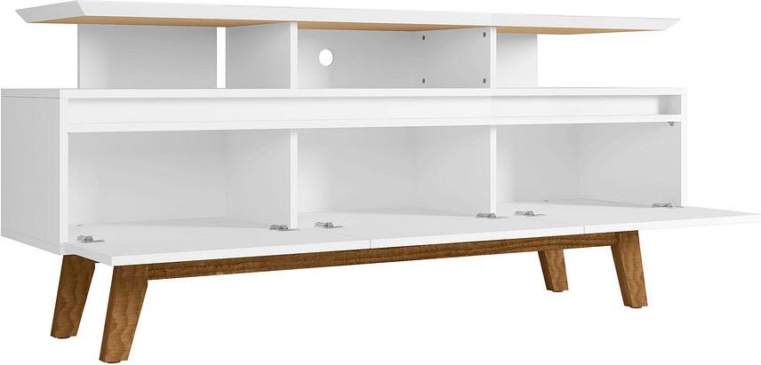 Manhattan Comfort TV & Media Units - Yonkers 62.99 TV Stand with Solid Wood Legs and 6 Media and Storage Compartments in White