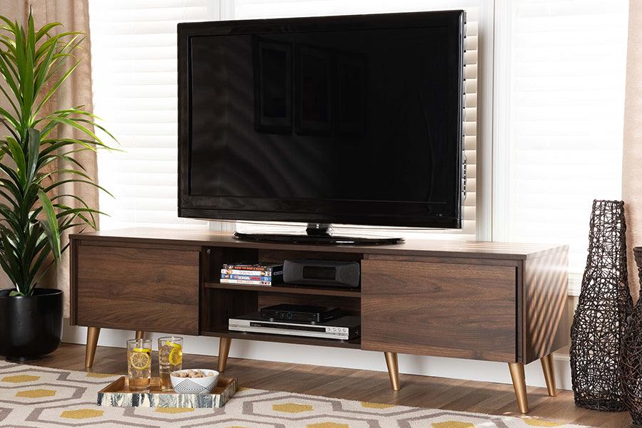 Shop Baxton Studio Landen Mid Century Modern Walnut Brown and Gold