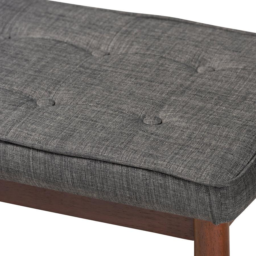 Wholesale Interiors Benches - Itami Mid-Century Modern Dark Gray Fabric Upholstered Medium Oak Finished Wood Dining