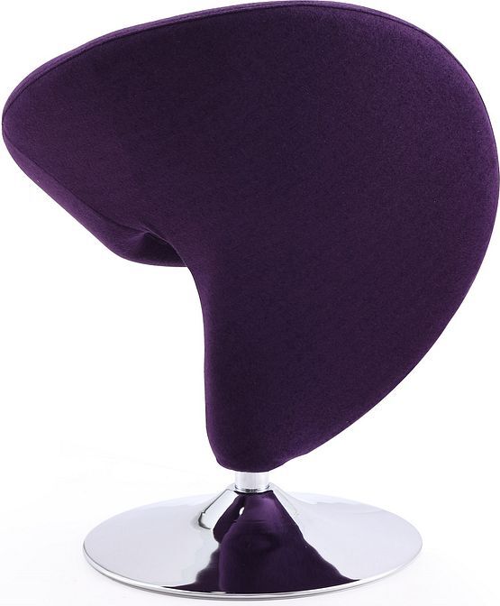 Manhattan Comfort Accent Chairs - Curl Purple and Polished Chrome Wool Blend Swivel Accent Chair