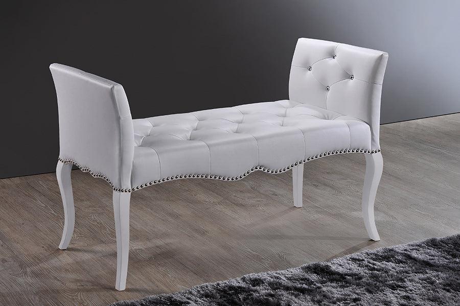 Wholesale Interiors Benches - Kristy Modern and Contemporary White Faux Leather Classic Seating Bench White