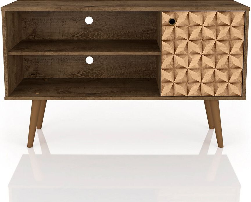 Manhattan Comfort TV & Media Units - Liberty TV Stand 42.52 in Rustic Brown and 3D Brown Prints