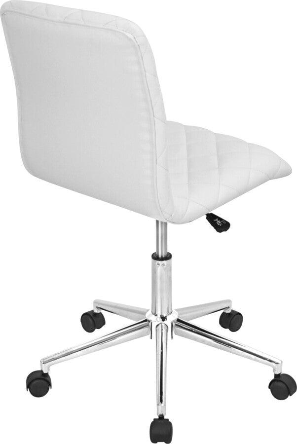Lumisource Task Chairs - Caviar Contemporary Adjustable Office Chair in White Faux Leather