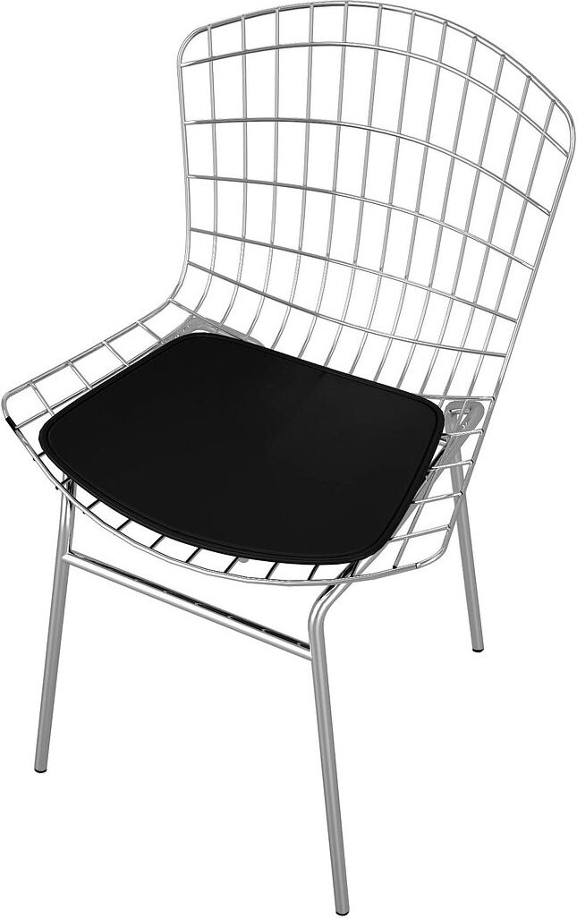 Manhattan Comfort Accent Chairs - Madeline Metal Chair with Seat Cushion in Silver & Black