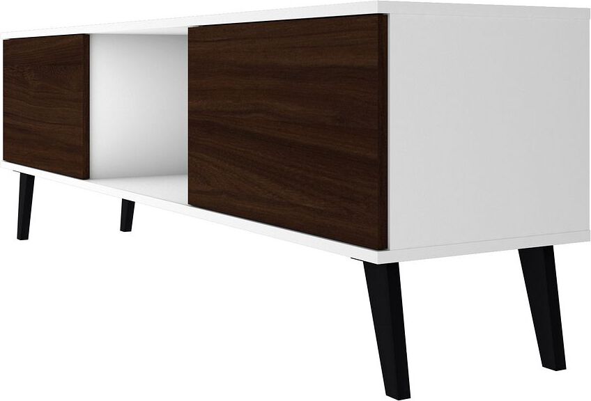 Manhattan Comfort TV & Media Units - Doyers 62.20 Mid-Century Modern TV Stand in White & Nut Brown