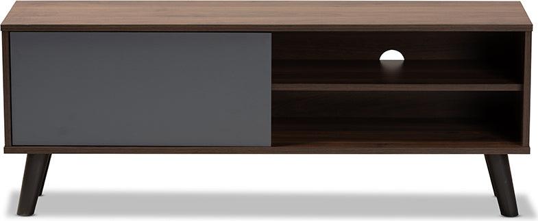 Wholesale Interiors TV & Media Units - Mallory Two-Tone Walnut Brown and Grey Finished Wood TV Stand