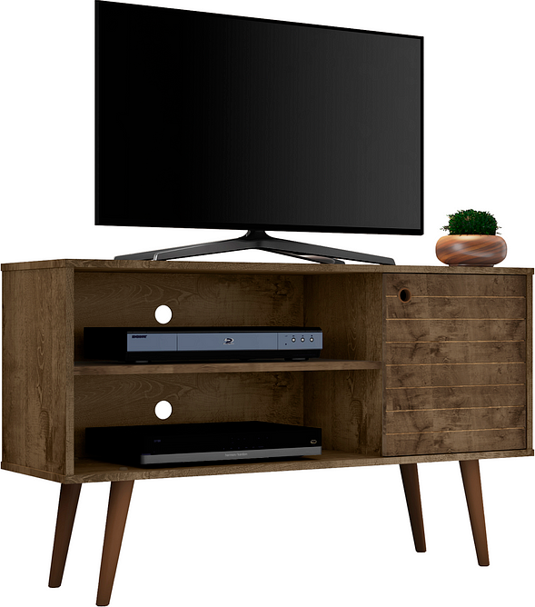 Manhattan Comfort TV & Media Units - Liberty 42.52" Mid-Century - Modern TV Stand with 2 Shelves & 1 Door in Rustic Brown