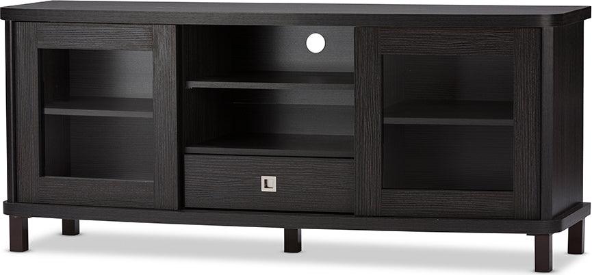 Shop Walda 60 Inch Greyish Dark Brown Wood TV Cabinet with 2