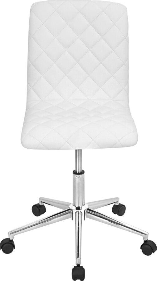 Lumisource Task Chairs - Caviar Contemporary Adjustable Office Chair in White Faux Leather
