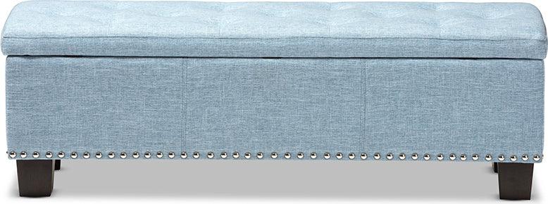 Wholesale Interiors Benches - Hannah Light Blue Button-Tufting Storage Ottoman Bench