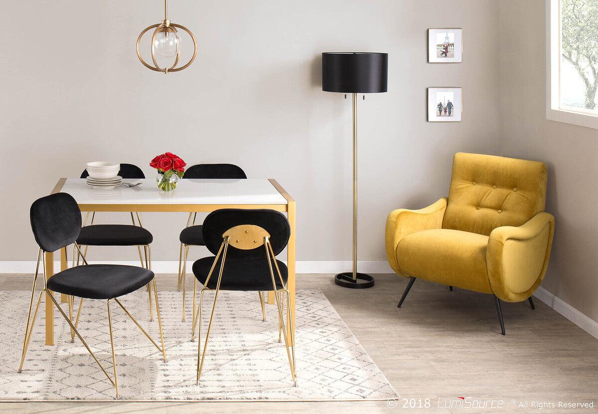 Shop Gwen Contemporary Glam Chair in Gold Metal with Black Velvet