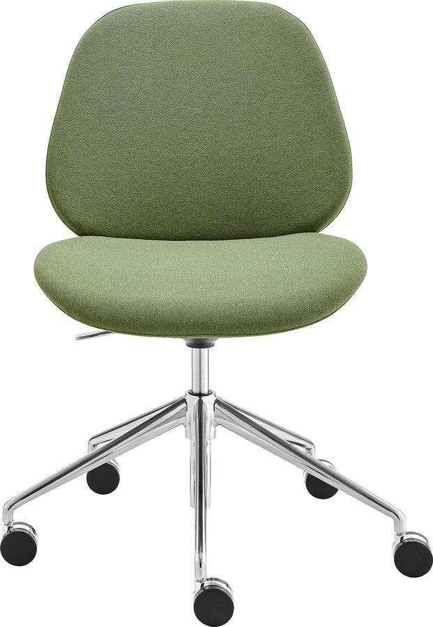 Euro Style Task Chairs - Lyle Office Chair without Armrests in Green Fabric with Polished Aluminum Base