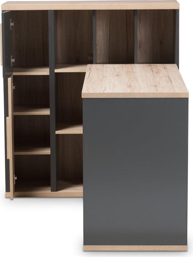 Wholesale Interiors Desks - Pandora Dark Grey & Light Brown Study Desk with Built-in Shelving Unit