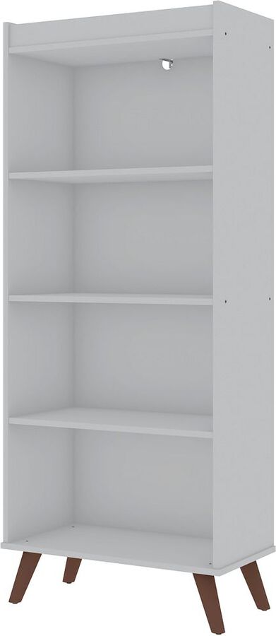 Manhattan Comfort Bookcases & Display Units - Hampton 4-Tier Bookcase with Solid Wood Legs in White