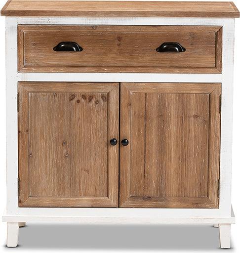Small Narrow Rustic Cabinet w/Shelves & Drawers Whitewashed Wood w/Metal  Accents