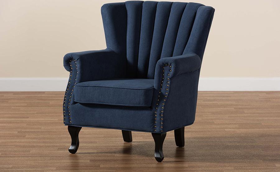 Dark blue velvet discount armchair