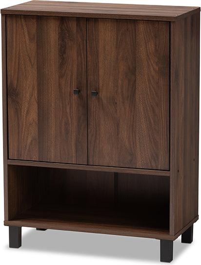 Wholesale Interiors Shoe Storage - Rossin Walnut Brown Finished 2-Door Wood Entryway Shoe Storage Cabinet