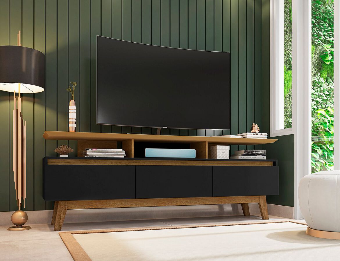 Manhattan Comfort TV & Media Units - Yonkers 70.86 TV Stand in Black and Cinnamon