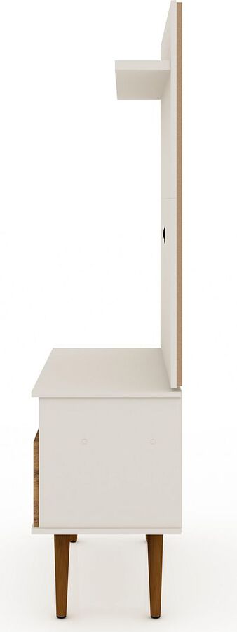 Manhattan Comfort TV & Media Units - Tribeca 35.43 TV Stand & Panel with Media & Display Shelves in Off White & Nature